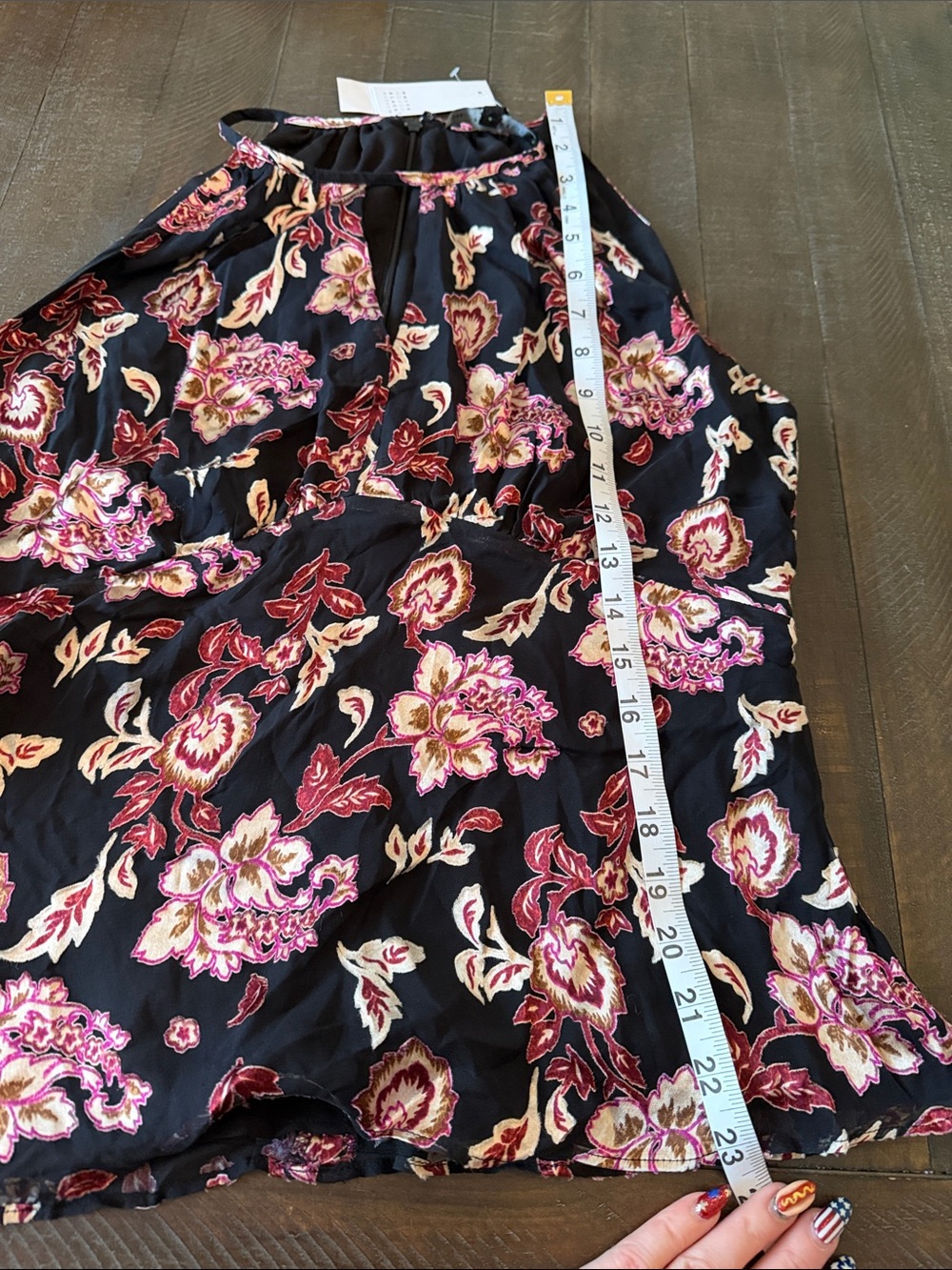 White House Black Market Black Silk Burnout Floral Halter Neck Top - Picture 12 of 13